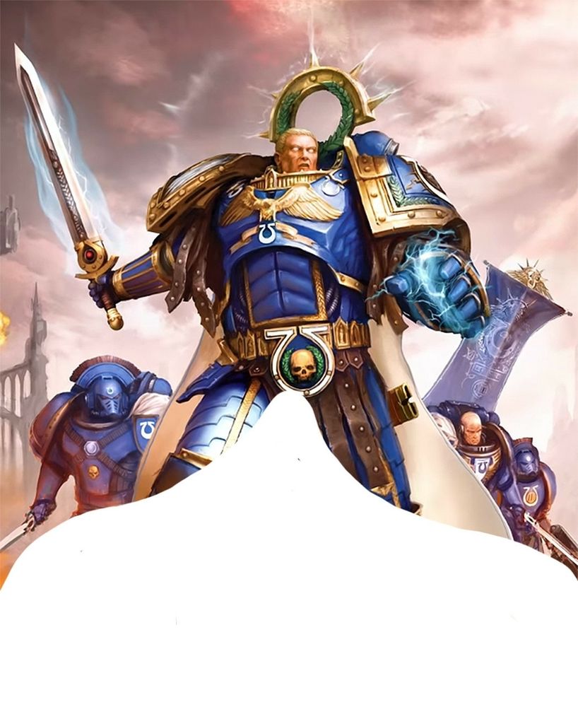 Artwork of Roboute Guilliman, Primarch of the Ultramarines, from Warhammer 40,000.