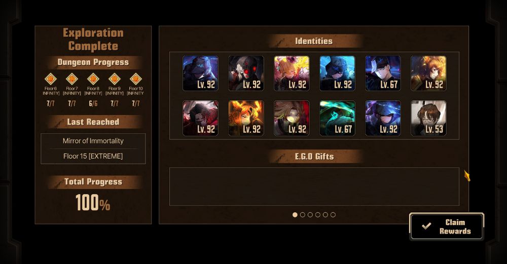 Limbus Company mirror dungeon floor 15 clear screen