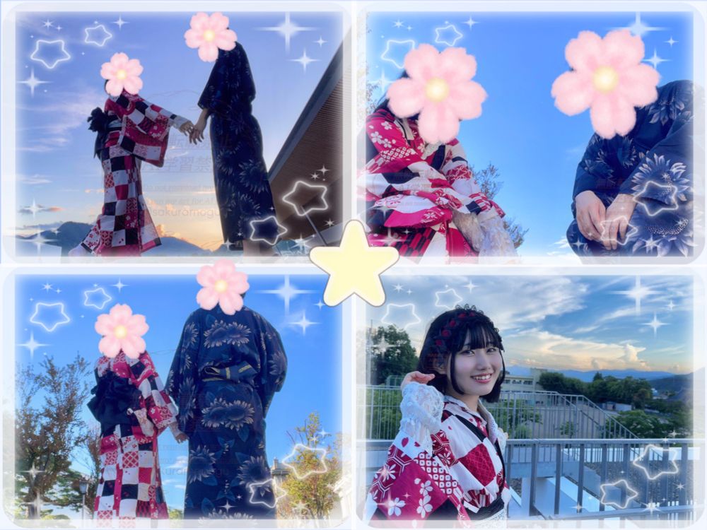 彼との思い出がまた増えた〜🥰🫶🏻ﾙﾝﾙﾝ‼︎
暑かったけど、青空で綺麗に残せて嬉しい🥳🌟

彼が撮ってくれたお写真👘💭