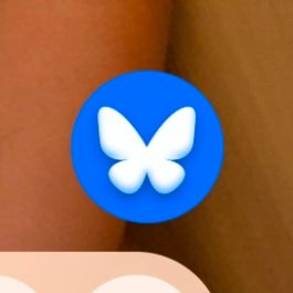 A screenshot of the app icon, with a very discreet blue shadow that makes the butterfly looks a little more round.