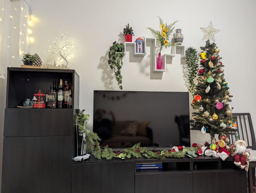 My Xmas decorated living room.