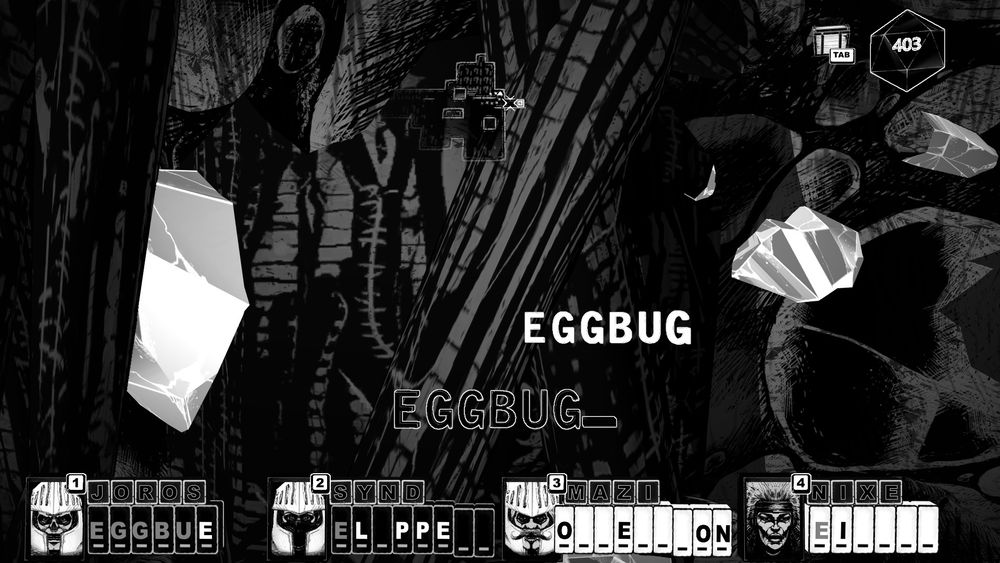 screenshot from the game Cryptmaster, with the prompt "EGGBUG" on screen