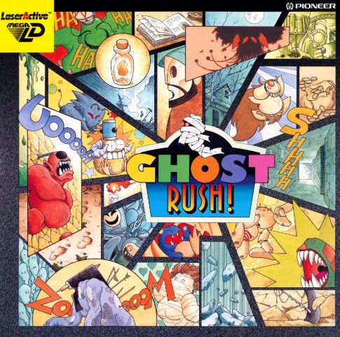 front cover of Ghost Rush, with many comic panels of comic ghosts and monsters