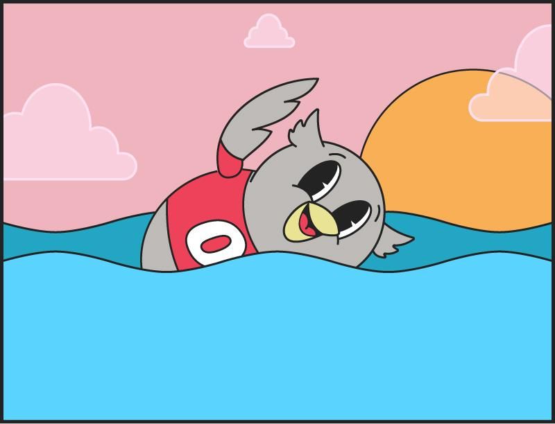 Animation de Hibou OC nageant