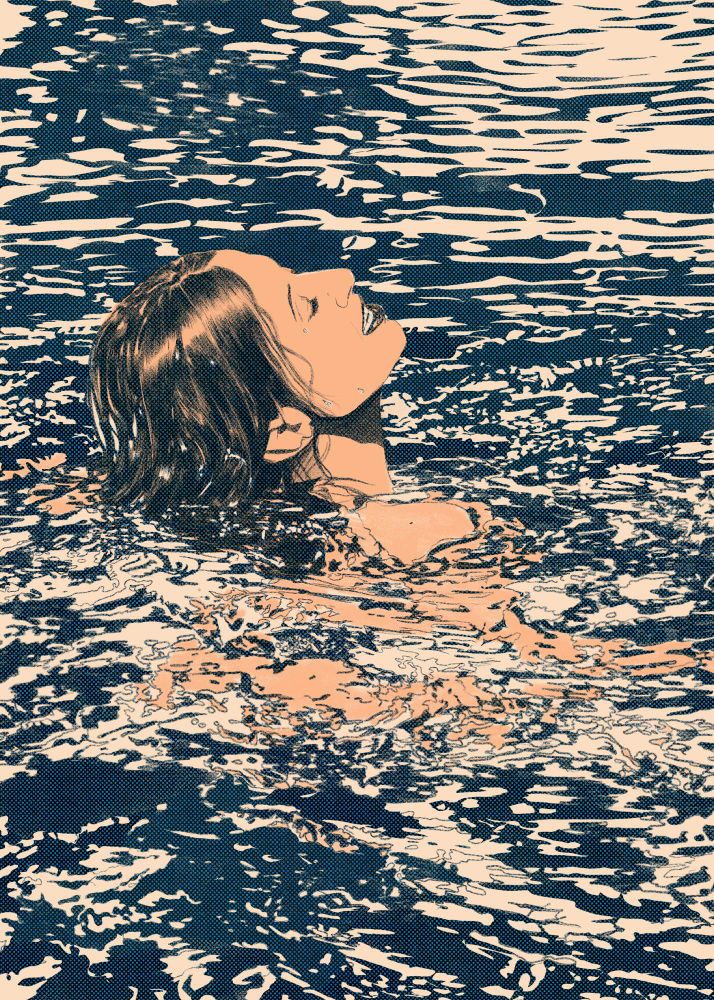 femme enjoying water drawing 