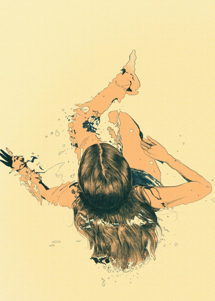 woman sitting in water 