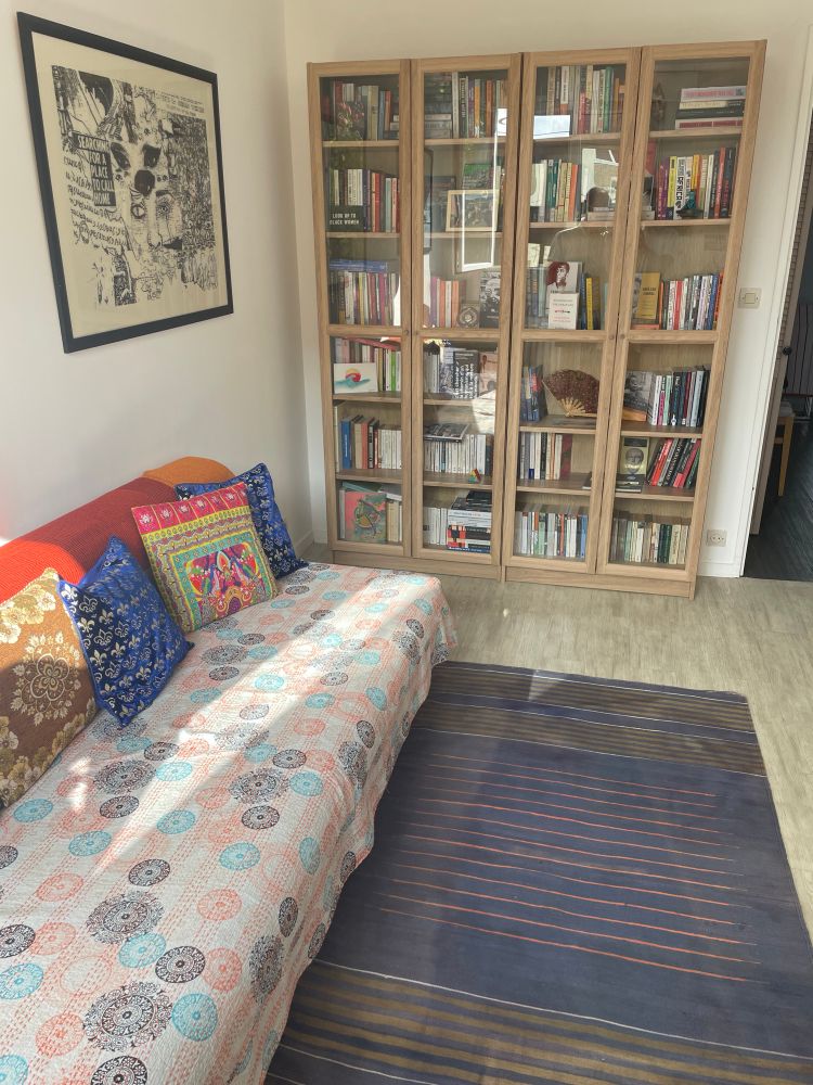 View of the durry and the bookshelf