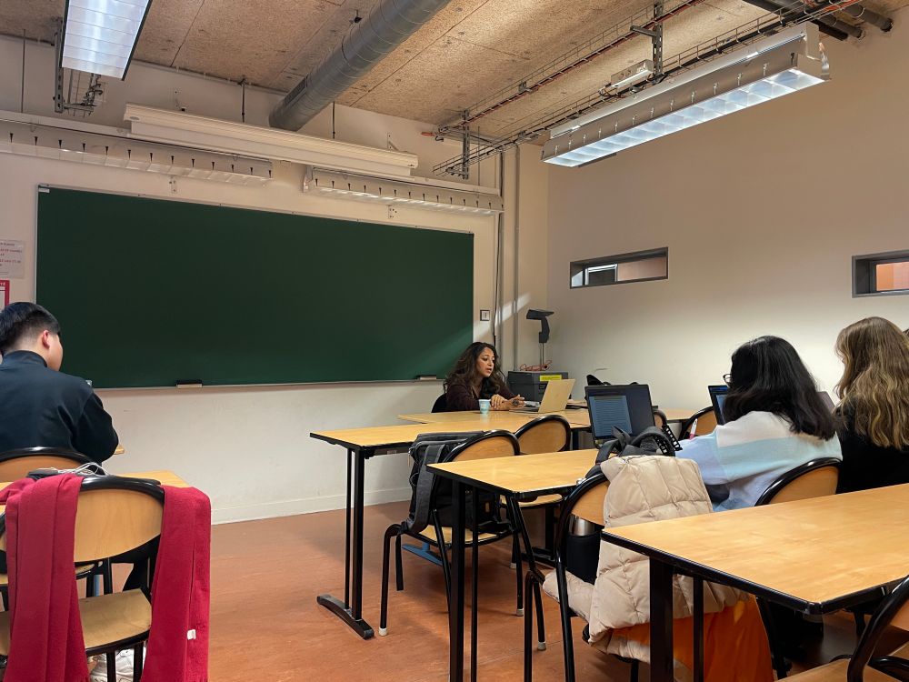 Moon busy discussing her work with my MA students 