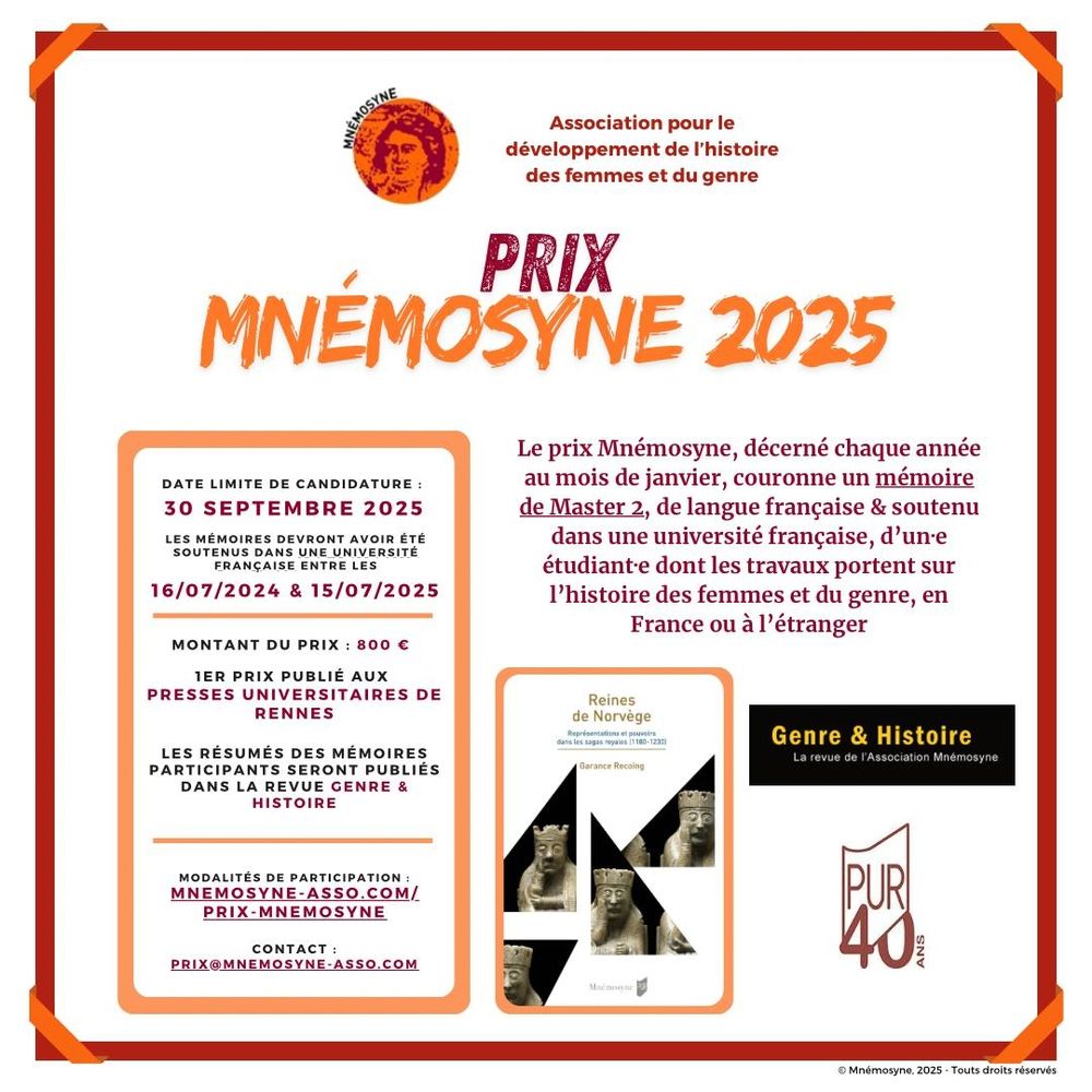 Affiche de promotion du Prix Mnémosyne 2025.