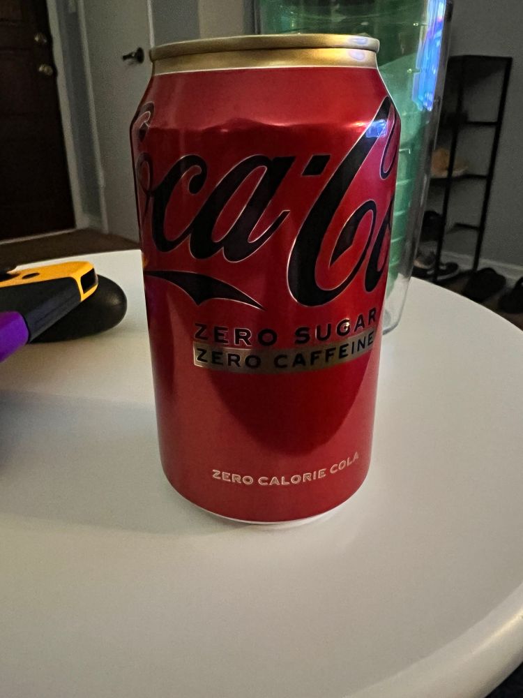 A can of Coca Cola Zero sugar zero caffeine