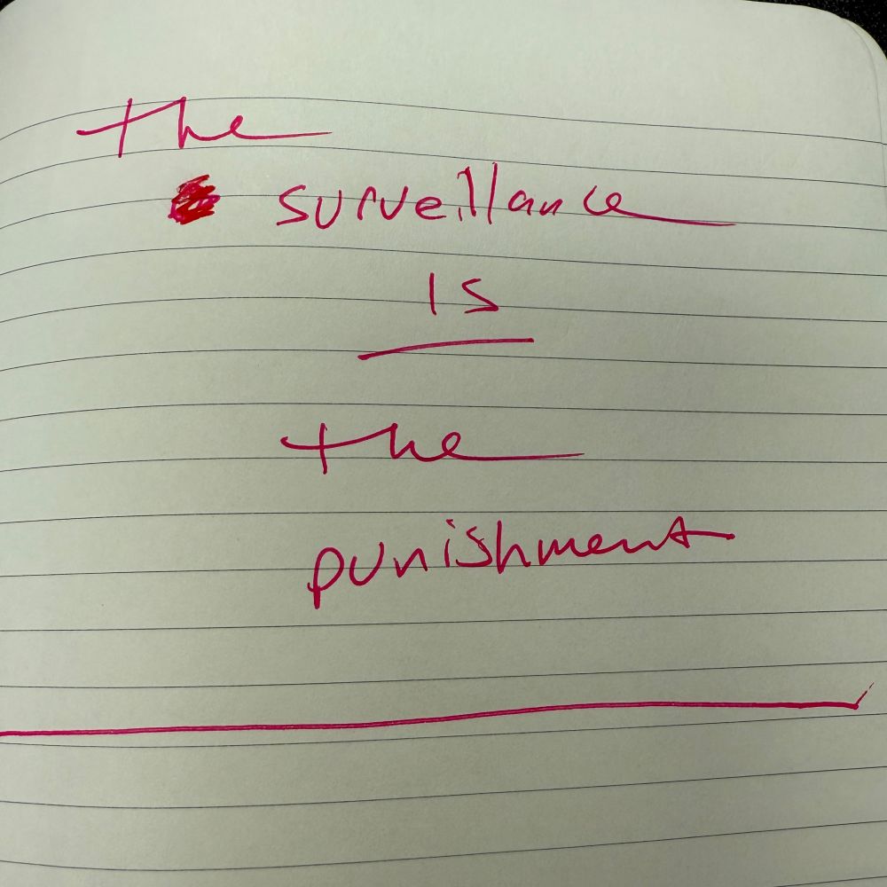 Note that says: the surveillance is the punishment. 