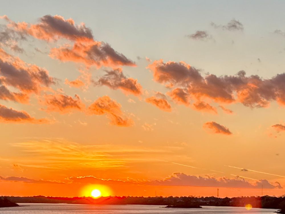 A striking colorful sunset over a river 
