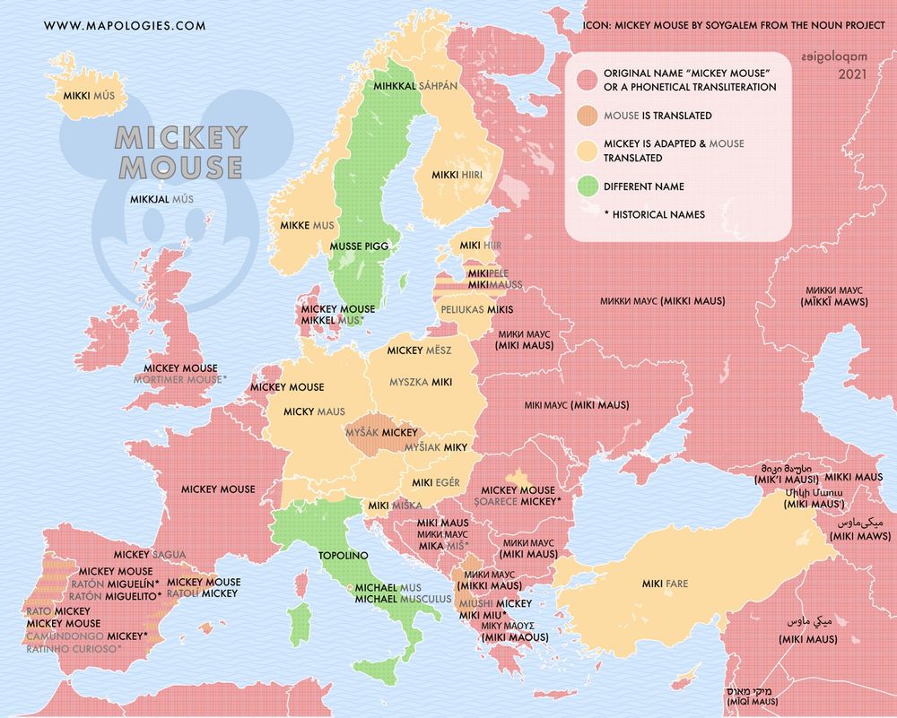 Mapping the names of Mickey Mouse