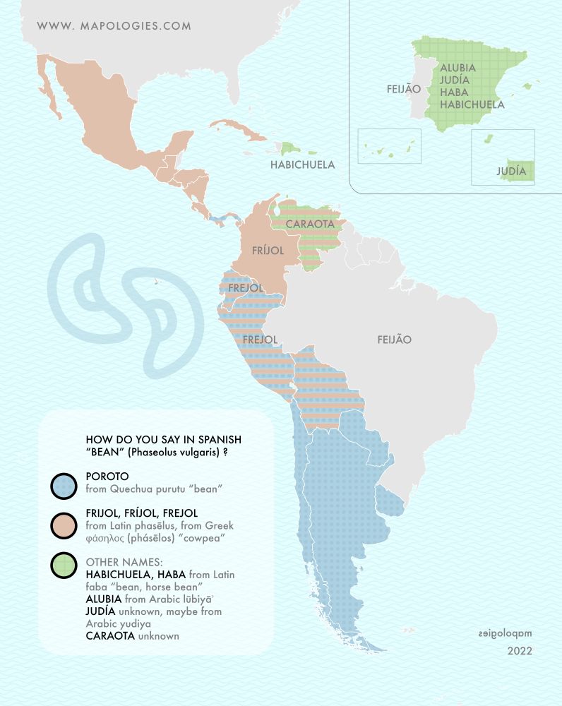 Map of beans in Spanish