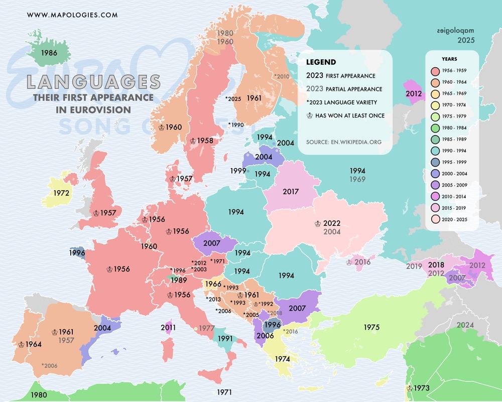 First apperance language in Eurovision