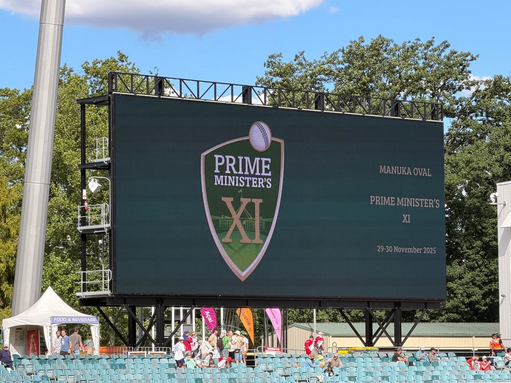 Electronic screen with Prime Minister’s XI