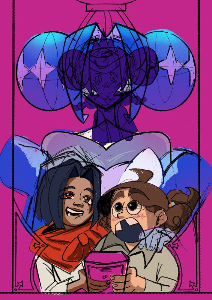 Knights of Guinevere unfinished fanart, her face is hidden behind a plush