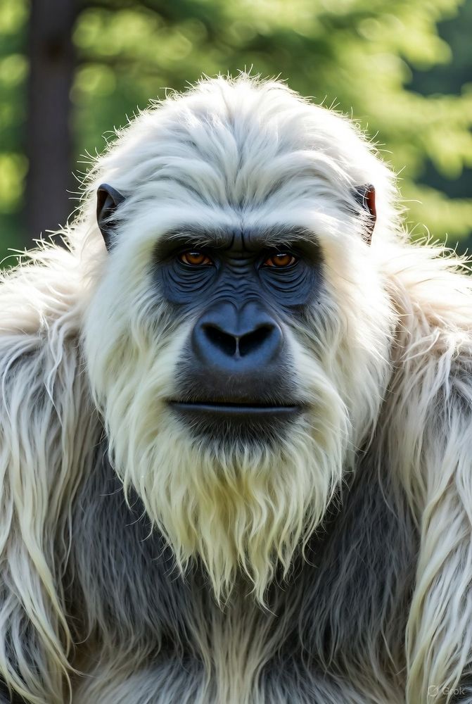Grok's interpretation of a Yeti. It resembles a gorilla, but with long white fur.