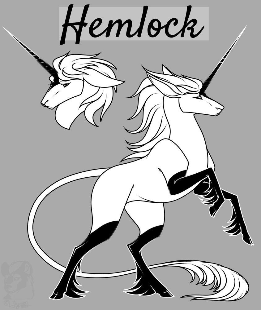 a white and black unicorn with a classic heraldic look
