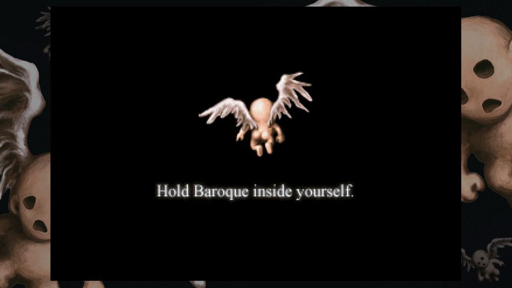 後ろを向いたリトルのイラストと
Hold Baroque inside yorself. の文字