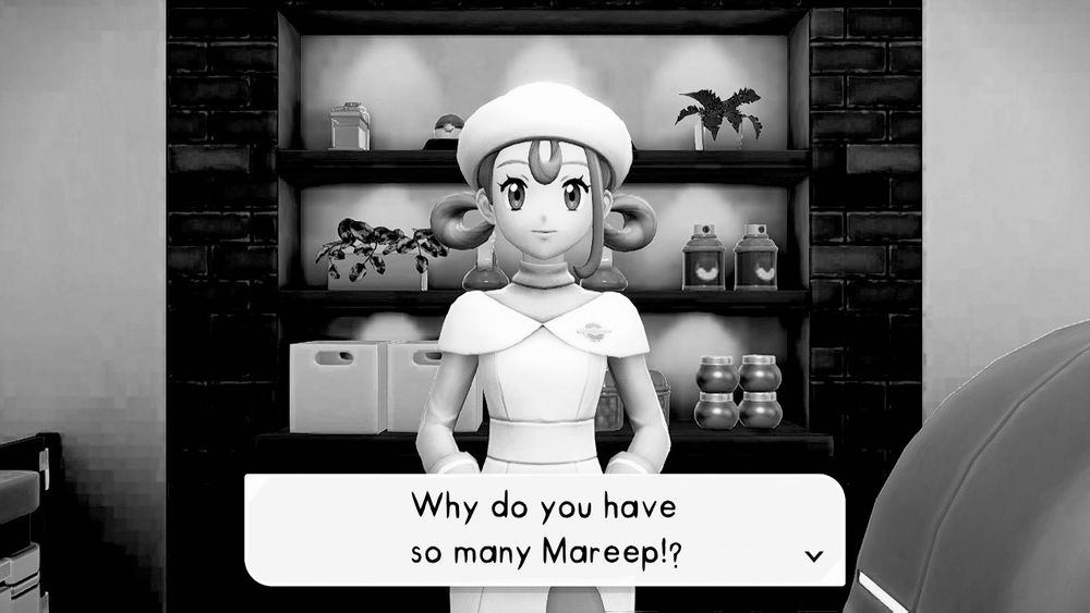 At the Pokémon Center
Nurse Joy: Why do you have so many Mareep!?