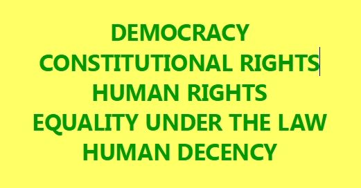 Democracy 
Constitutional rights 
Human rights 
Equality under the law
Human decency 
