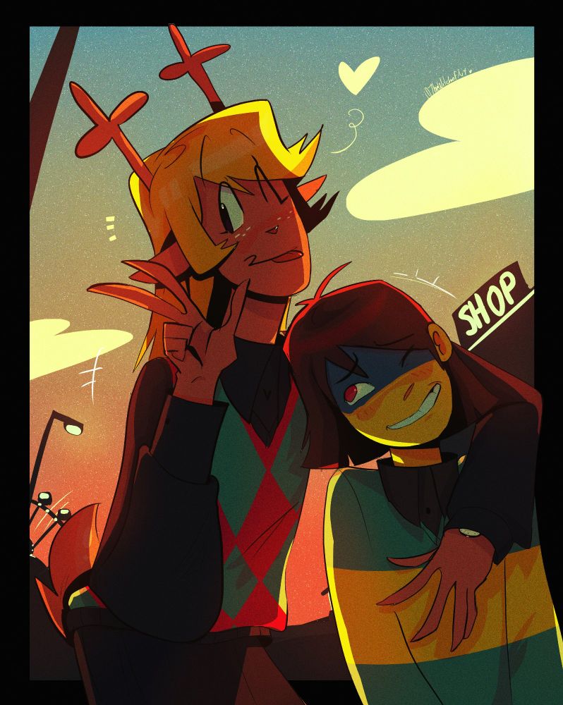 The background shows it's almost evening and some references to the festival.
It shows Noelle and Kris posing and smiling for a photo.