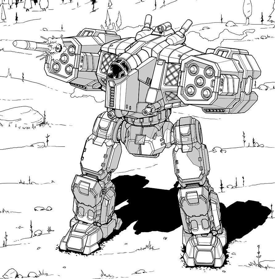 The Naga from TRO’s 3050, 3055, and 3058. This 80 ton assault is a bit of an odd duck being a fire support assault with light armor and high maneuverability. The primary configuration is armed with a pair of Arrow IV launchers with 3 ER small lasers as secondary weapons. It carries only 9 tons of standard armor and cooling is handled by 12 double heat sinks. The 400 XL fusion plant propels it to a rapid for its size speed of 86 KPH. Currently there are 5 alternate configurations available.