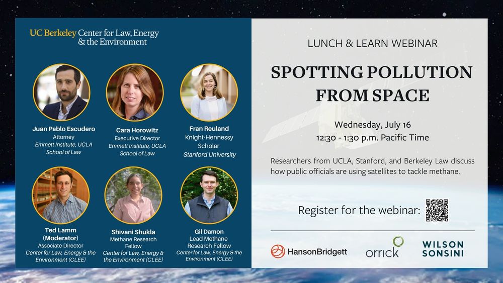 Event poster featuring headshots, event title, and an image of a satellite. 