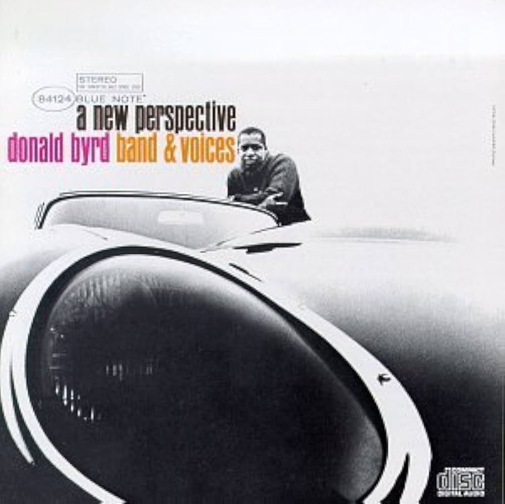 Donald Byrd's 1964 Blue Note album 'A New Perspective' blends hard bop jazz and spirituals. The album cover shows Byrd with a Jaguar XK-E