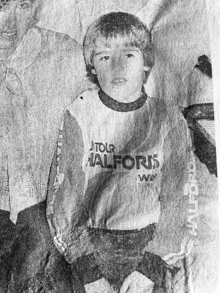 Danny age 5-ish wearing his favourite Halfords BMX top he thought made him look like a big mean BMX guy.