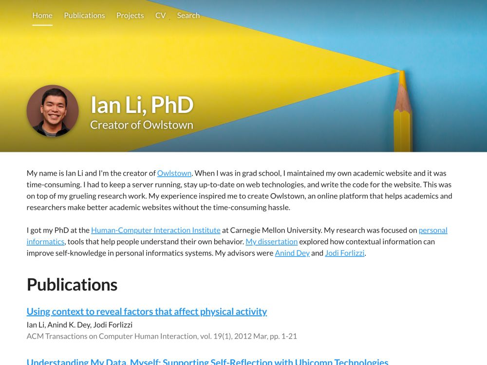 Original Owlstown academic website