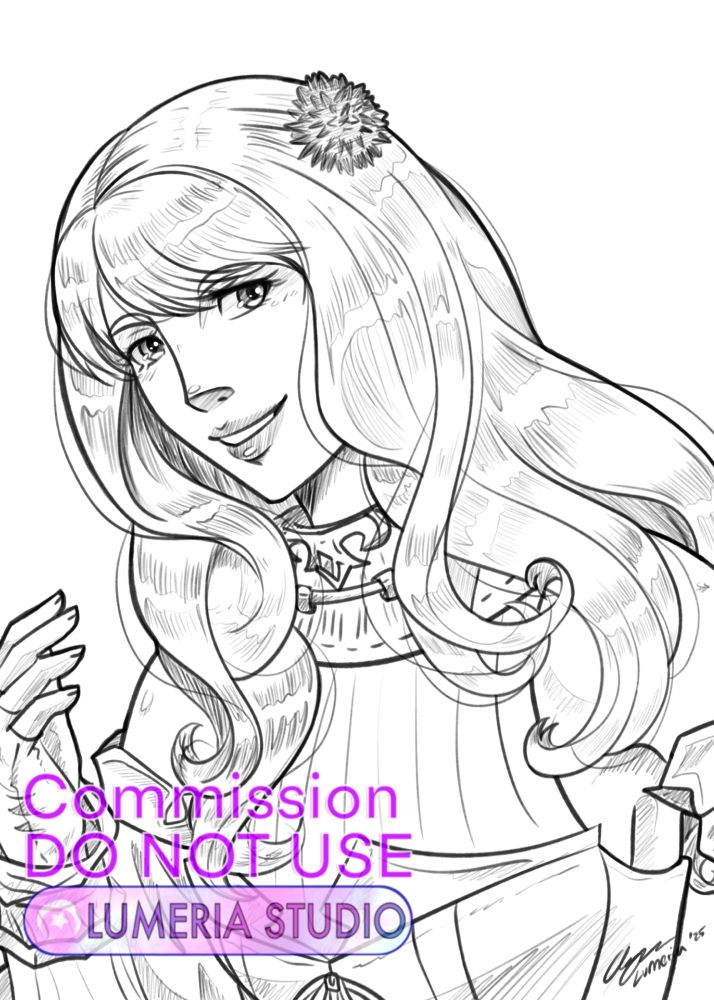 Pencil sketch portrait of a woman with long hair.