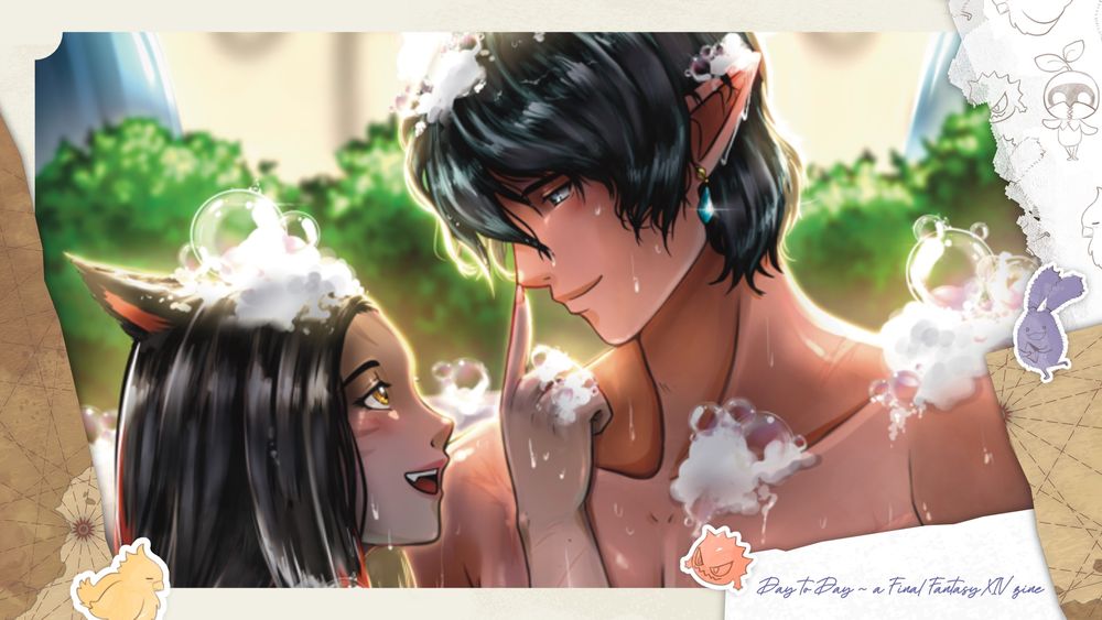 Lumeria booping Aymeric’s nose while they take a bath.