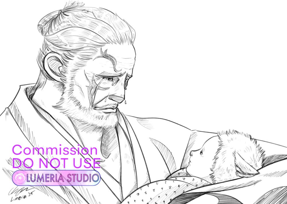 Old man holding a baby and crying 