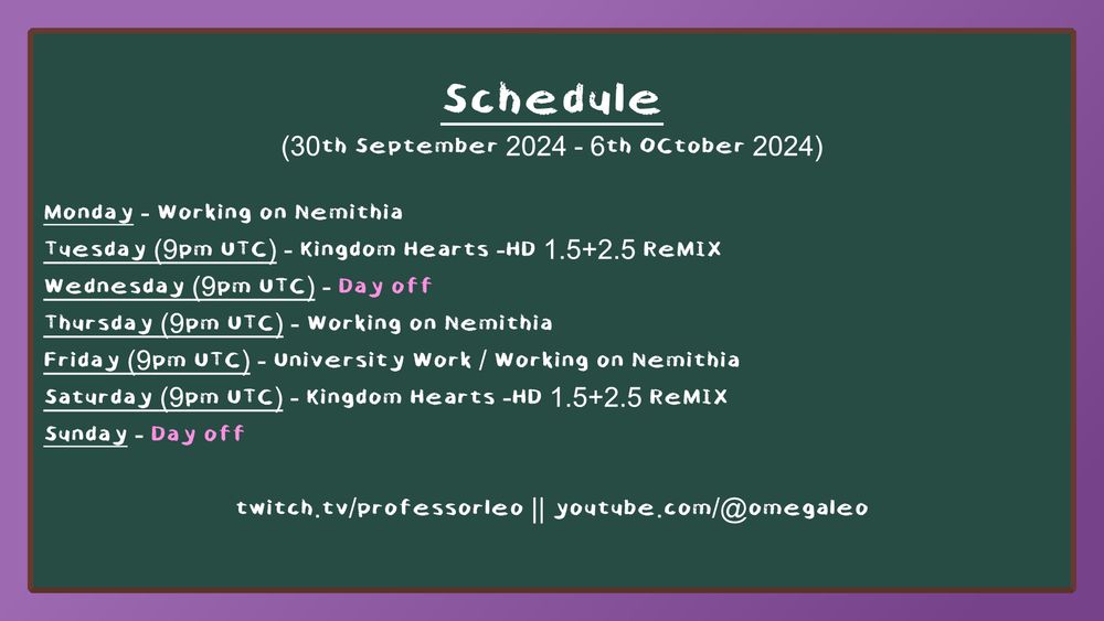 Stream Schedule