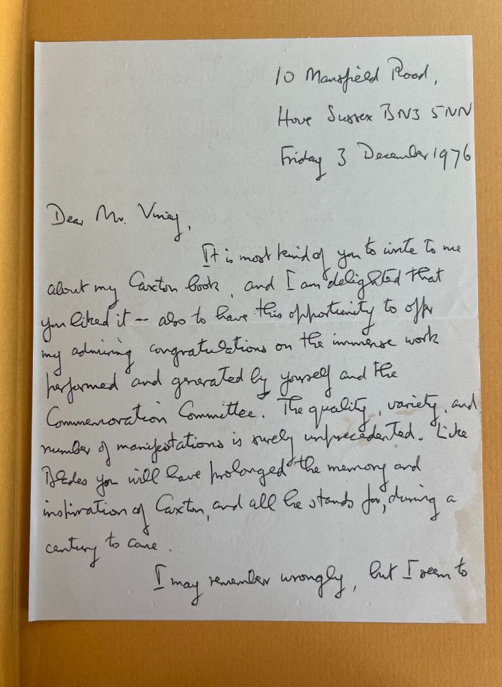 The recto of a letter from George Painter to Elliott Viney (3 December 1976)