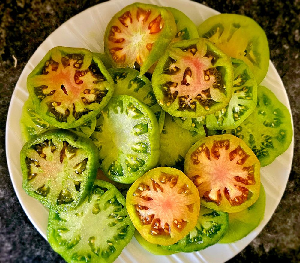 sliced green tomatoes- even food can be pretty!
