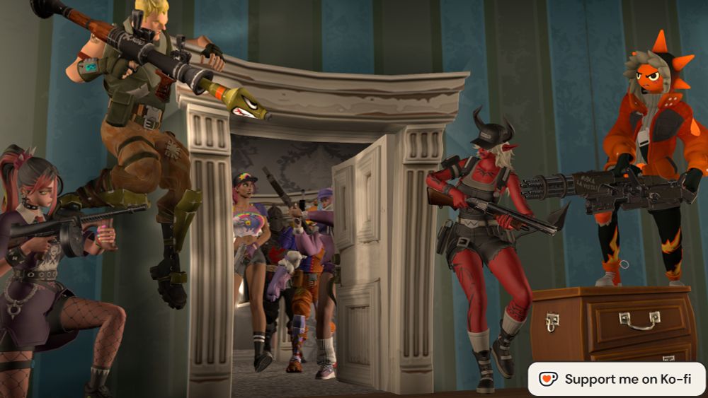 A Fortnite SFM Render showing a simple ambush about to take place.