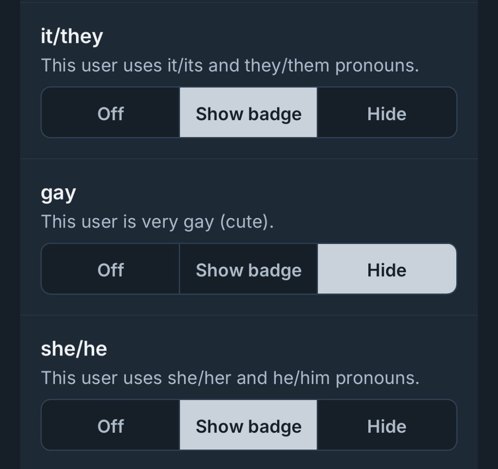 Settings set to hide gays
