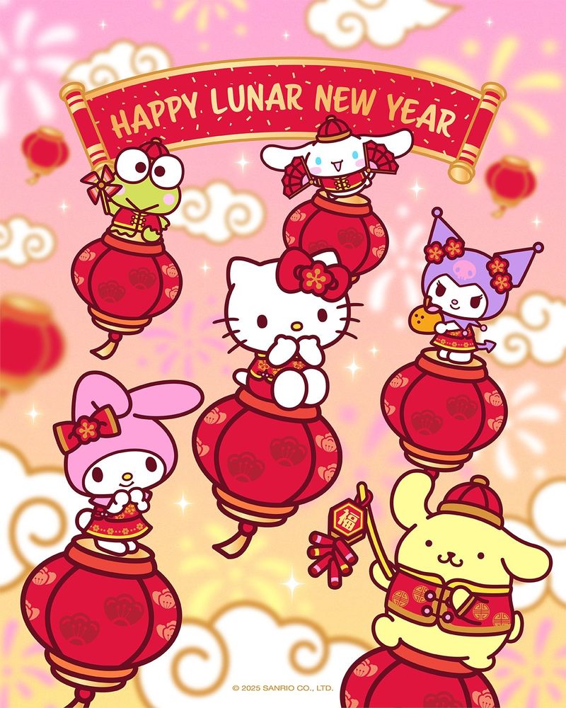 Sanrio characters celebrating Lunar New Year.