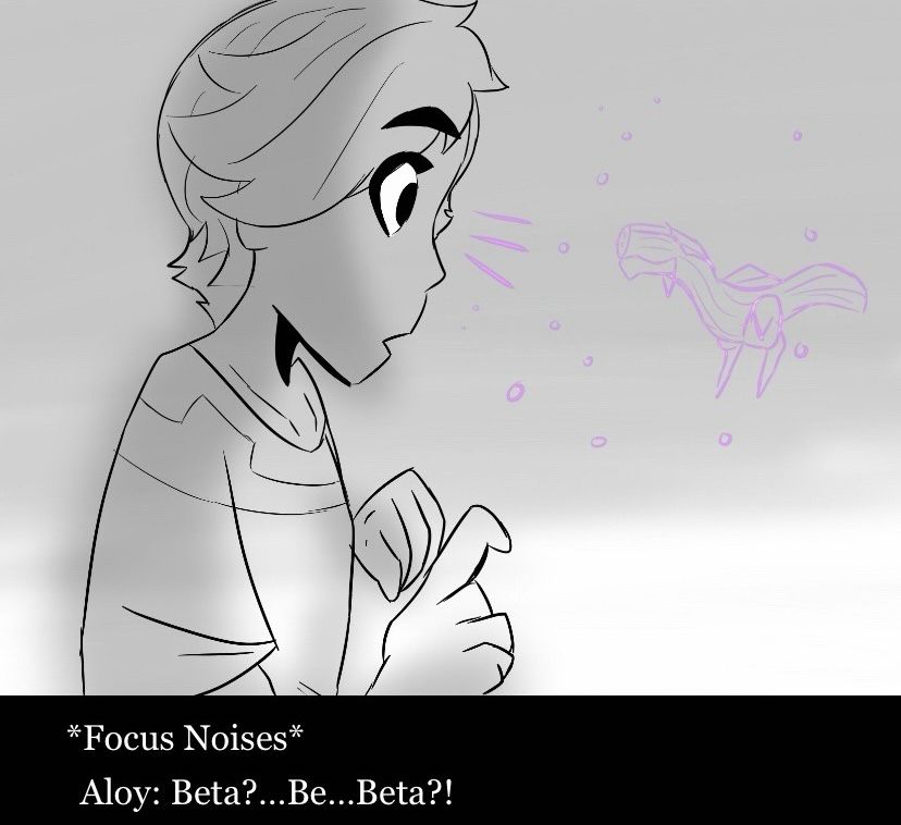 Beta looking at a hologram of a Watcher, Aloy is trying to get her attention 