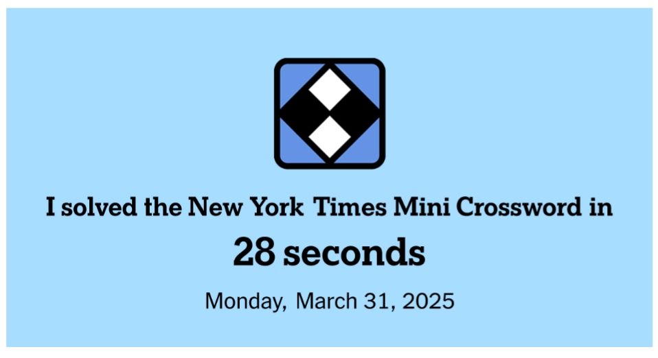 I solved the NYT mini crossword in 28 seconds 
