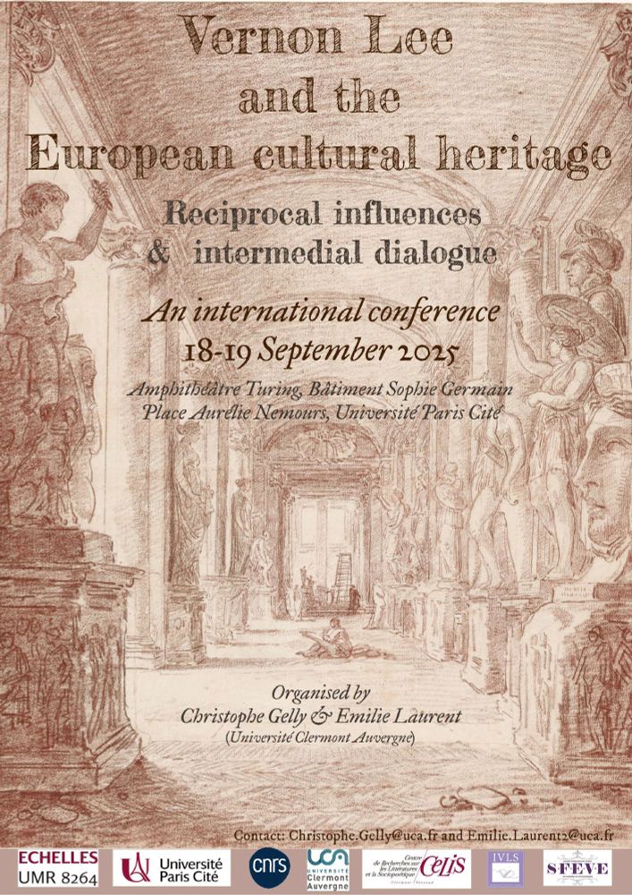 This is a pamphlet for the confeernce "Vernon Lee and the European cultural heritage: Reciprocal influences and intermedial dialogue," held in Paris on September 18-19. 