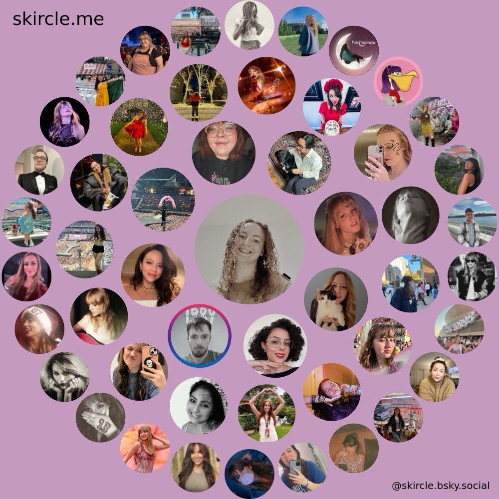 @pollyinthetrees.swifties.social's  skircle

Inner Circle:
@feverdreamliz.swifties.social
@tiredphoenix.swifties.social
@miguelswift10.swifties.social
@oneilswift.swifties.social
@onherownkid13.bsky.social
@ullifo.swifties.social
@inasimpleway.bsky.social
@serisgarden.swifties.social

Middle Circle:
@temsversion.swifties.social
@messofadreamer.swifties.social
@daysevermore.bsky.social
@polkadottedlily.bsky.social
@sadbethtragic13.swifties.social
@nereasclean13.swifties.social
@kezverison.swifties.social
@swiftlicitafairs.swifties.social
@tisthepamseason.bsky.social
@sk8tie.bsky.social
@noooitsbecky.swifties.social
@raincamepouring.swifties.social
@catyan.swifties.social
@taylenastyles.swifties.social
@notchasebank.bsky.social

Outer Circle:
@assholeoutlaw.swifties.social
@cooperstreaming.bsky.social
@ts-updates.swifties.social
@holygroundsound.swifties.social
@midnightsnation.swifties.social
@ttpdaibum.swifties.social
@sabrinarina.bsky.social
@midnightsmelissa.swifties.social
@quinnhasadhd.bsky.social
@thisismegtrying.swifties.social
@aotgylb.swifties.social
@adazzlinghayze.swifties.social
@kaearnah.swifties.social
@enerianna.bsky.social
@alltooalina.swifties.social
@harmoonize.bsky.social
@rachelicate.swifties.social
@inthepouringrain.swifties.social
@shoeinafield.swifties.social
@isaacfrench0914.bsky.social
@mokosversion.swifties.social
@halien.swifties.social
@accebermorris.swifties.social
@hollybtrip.bsky.social
@tbslswiftie.swifties.social
@broadwaypuck.swifties.social