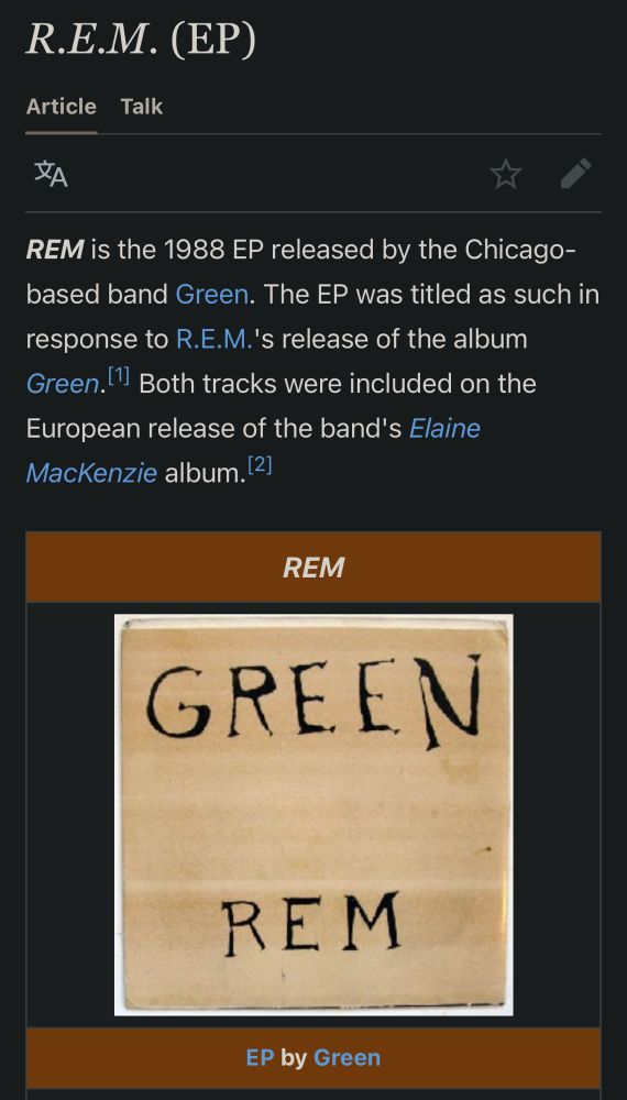 the wikipedia page for R.E.M. (EP)