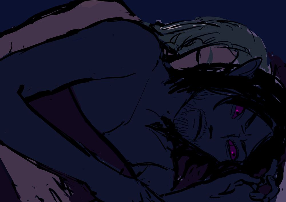 A Nord and a Dunmer lie in the dark. the dunmer are not yet asleep.