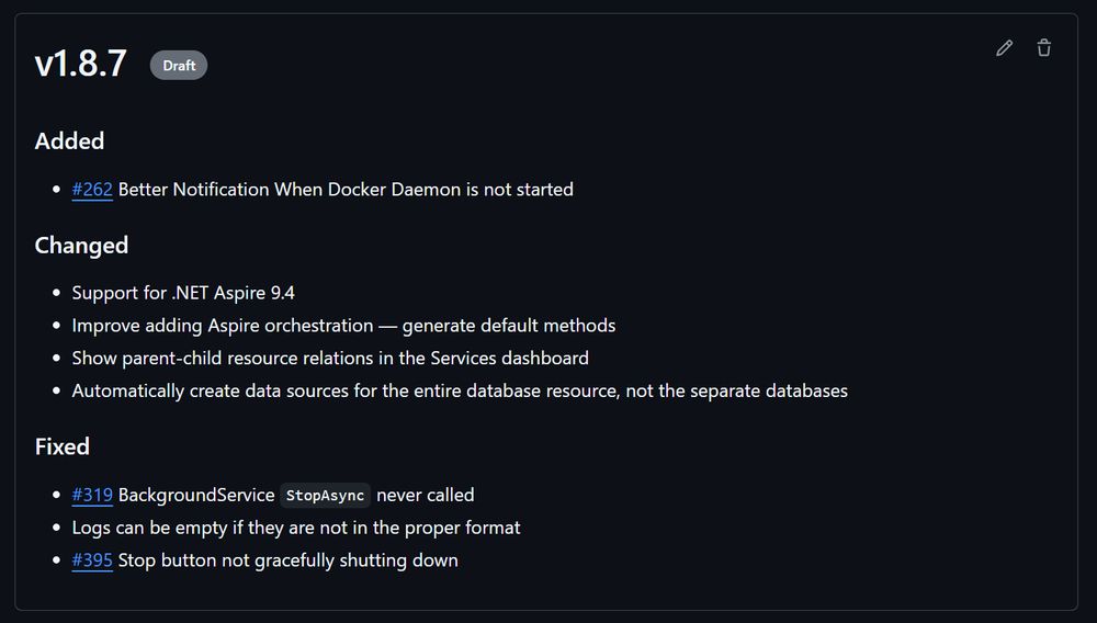 Changelog of the Rider Aspire plugin