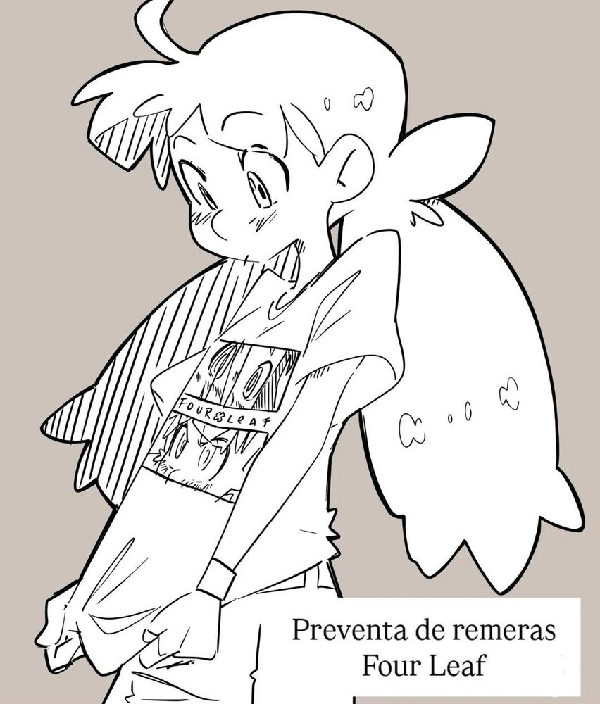 A drawing of Lupe, the protagonist of Four Leaf comic, promoting a four leaf tshirt design.