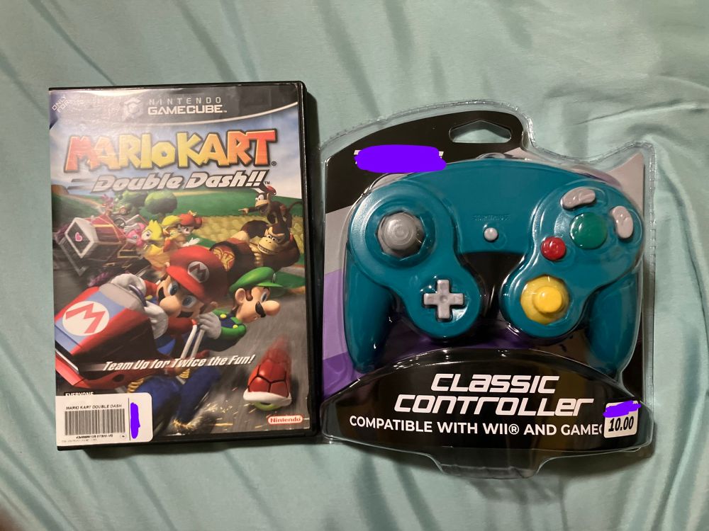 Mario kart double dash and an offbrand gamecube controller
